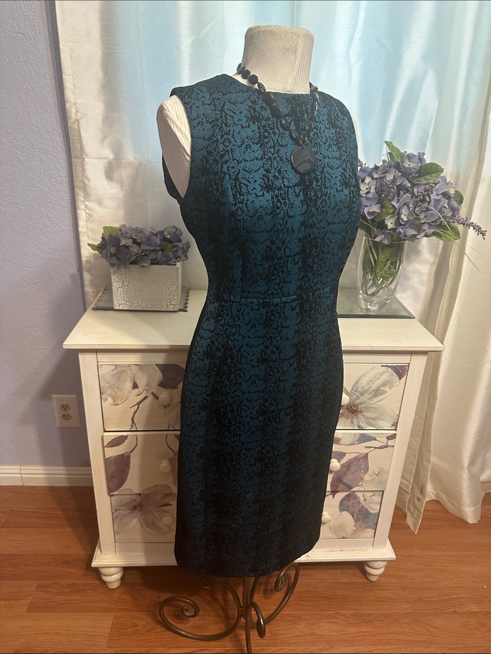 Calvin Klein Velvet Burnout in Teal and Black